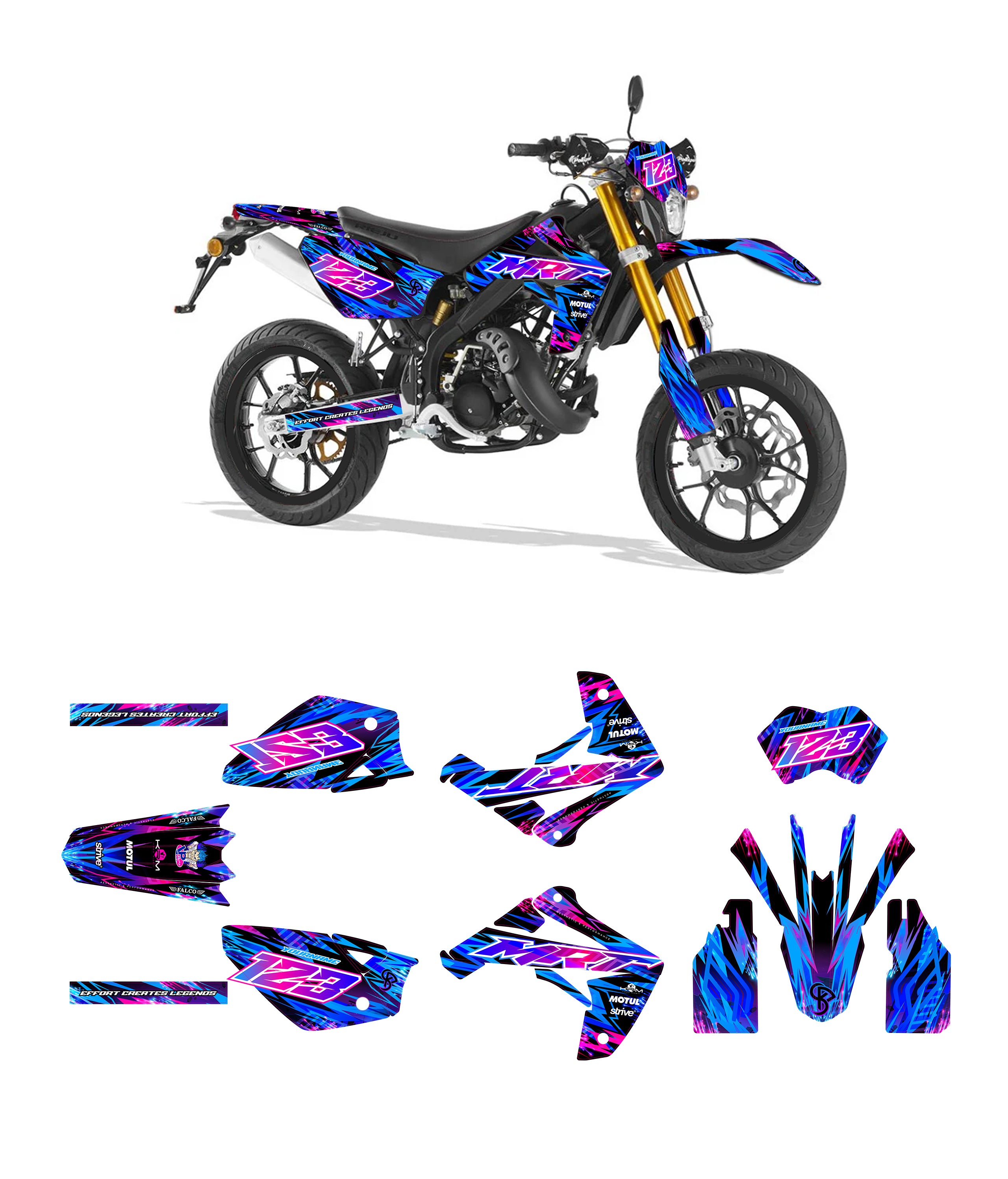 Kit Déco 50cc STRIVE Bleu / Rose - PERSONNALISABLE