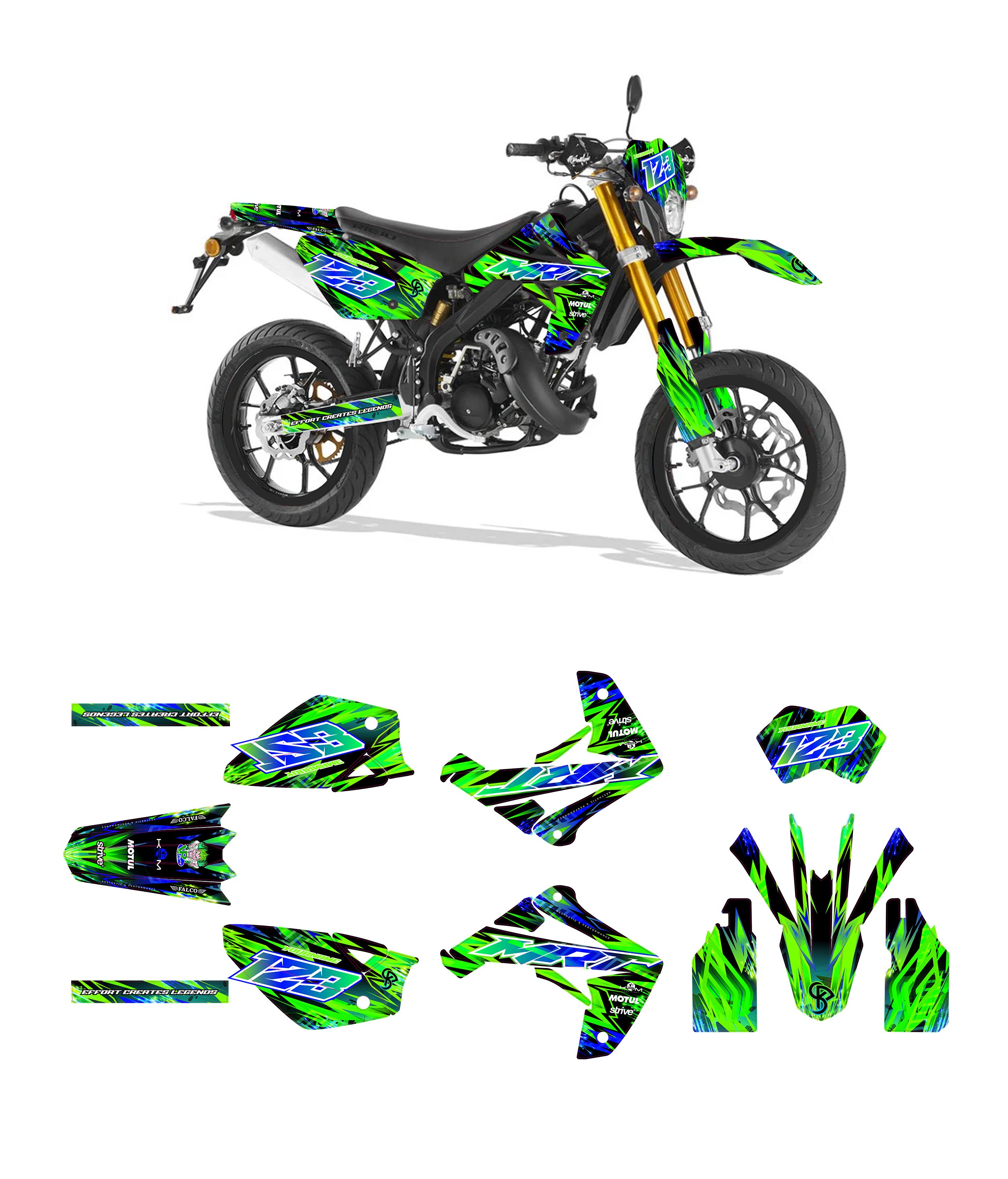 Kit Déco 50cc STRIVE Bleu / Vert - PERSONNALISABLE