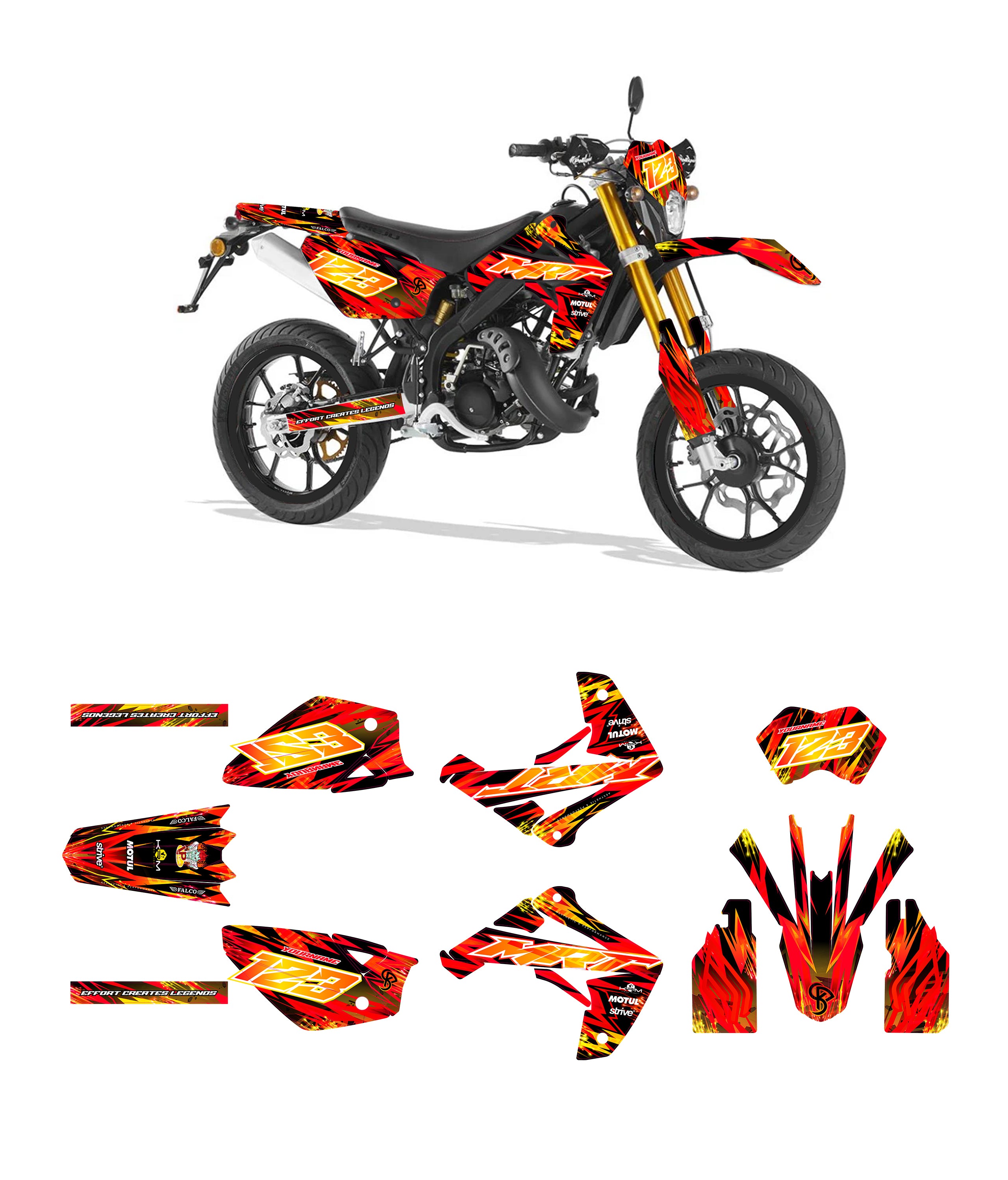 Kit Déco 50cc STRIVE Rouge / Jaune - PERSONNALISABLE