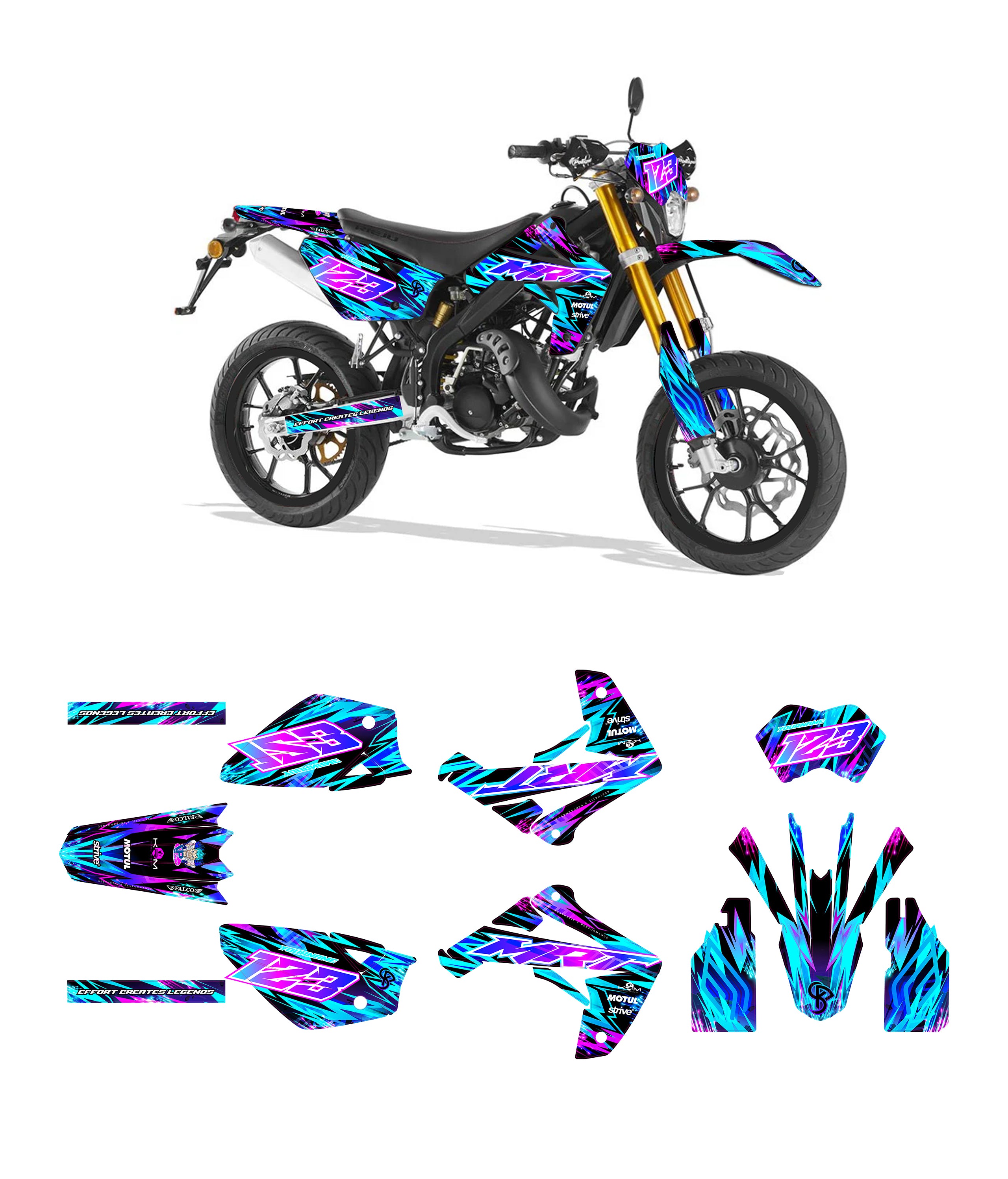 Kit Déco 50cc STRIVE Turquoise / Rose - PERSONNALISABLE